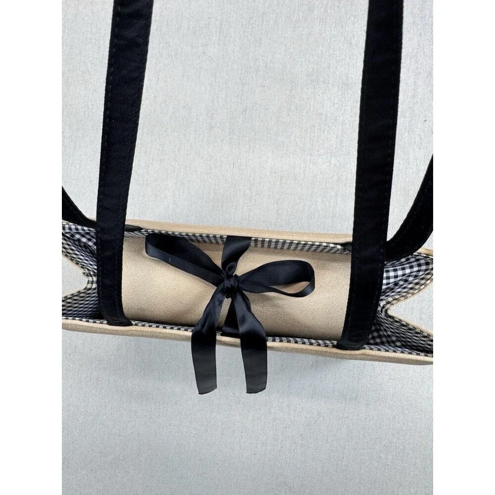 Kate Spade New York Gold Black Tote Bag & Gingham Zip Pouch Bow Canvas Large